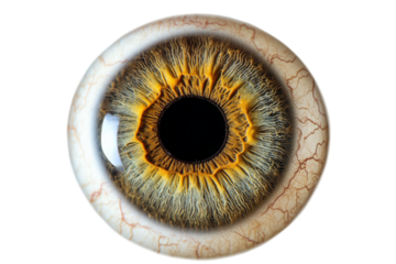 Detailed close-up of human eye studio setting png transparency background transparent white environment