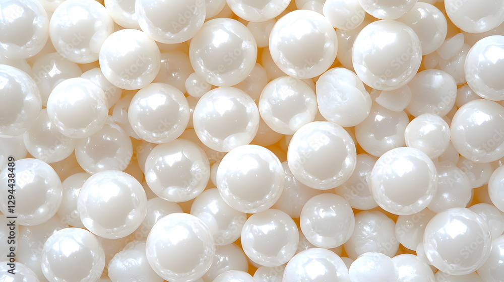 Poster white glossy beads scattered on a light surface creating a textured background for design projects a