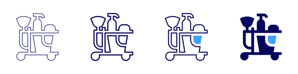 Trolley storage system icon in 4 different styles. Thin Line, Line, Bold Line, Duotone. Duotone style. Editable stroke