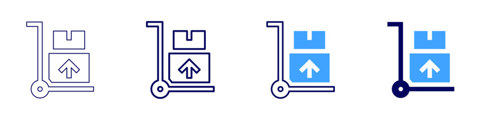 Trolley with compartments icon in 4 different styles. Thin Line, Line, Bold Line, Duotone. Duotone style. Editable stroke