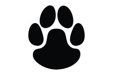 dog paw silhouette, black dog paw vector, paw vector icon, paw Vector illustration, Isolated on White Background