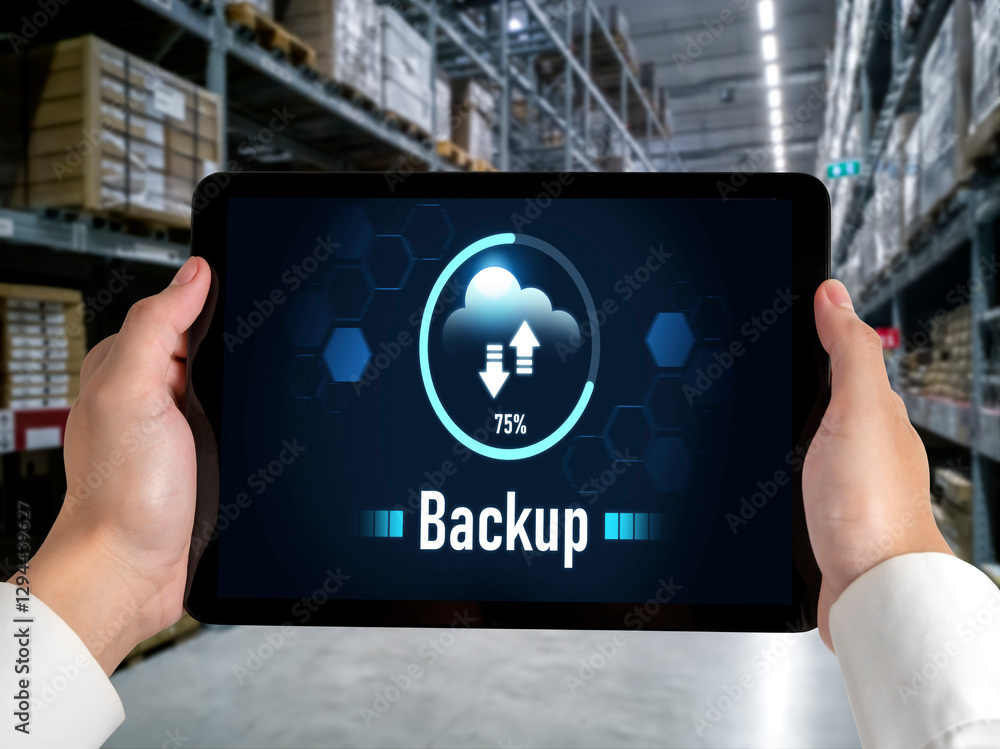 Poster backup storage data internet technology business concept. database storage cloud technology file dat