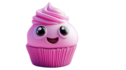 Cute animated cupcake character sweet treats digital art playful environment close-up view joyful concept for kids