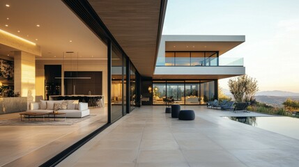 Modern luxury home with panoramic views and sleek architectural design