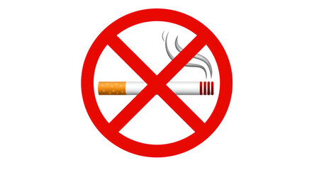 Fototapeta premium Isolated No Smoking Sign with Cigarette and Red Circle
