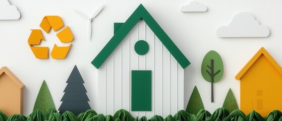 Obraz premium White Background Infographics concept. Eco Friendly House and Nature Themed Minimal Infographic Design