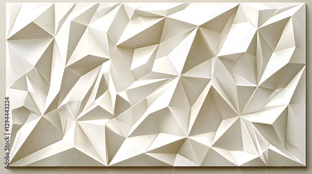 Poster textured wall art with geometric shapes and light tones creating an abstract three-dimensional effec