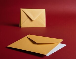 Two yellow envelopes on a vibrant red background, conveying a sense of communication and connection.