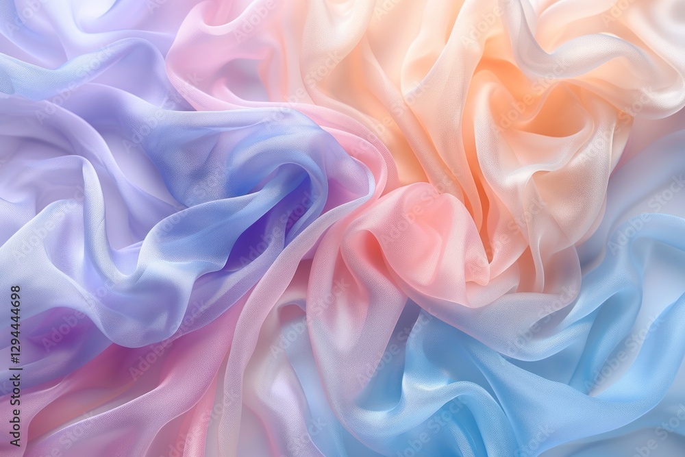 Poster pastel satin fabric features a soft blend of colors, creating a light and calming visual effect