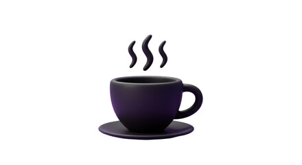 Obraz premium Isolated Steaming Black Coffee Cup on Saucer