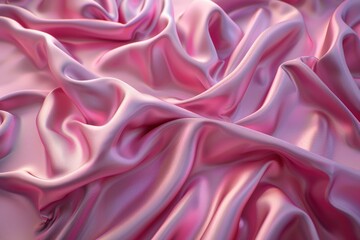 Obraz premium Delicate folds of soft pink satin evoke a romantic and airy feel with soothing waves and gentle highlights