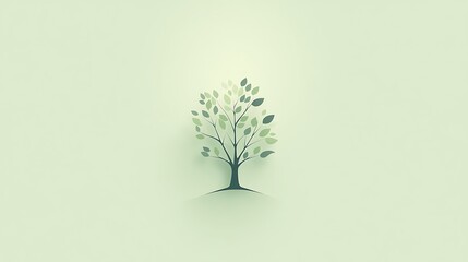 Logo of a Tree with Stylized Leaves in a Minimalist Design