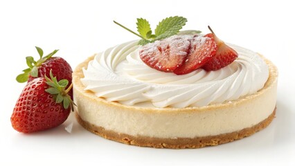 strawberry cheesecake on white