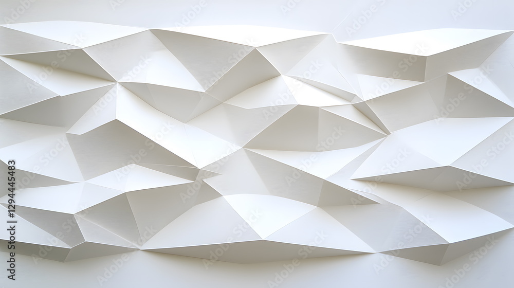 Poster textured white paper wall art with geometric shapes and shadows creating a modern and abstract desig