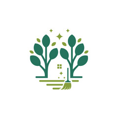 minimalist, elegant and professional house cleaning service logo design