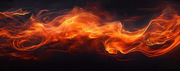 Flames are fiercely rising from the ground in a dark room.