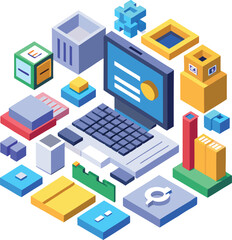 code-editor-3d-isometric-icons