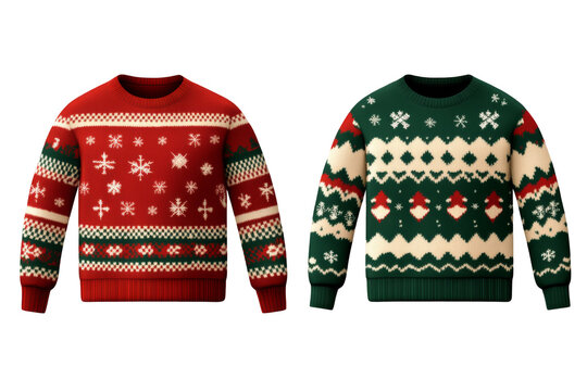 Festive holiday sweaters studio png images with transparency background white environment cheerful concept