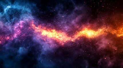 Vibrant Cosmic Nebula with Fiery Colors and Mystical Background