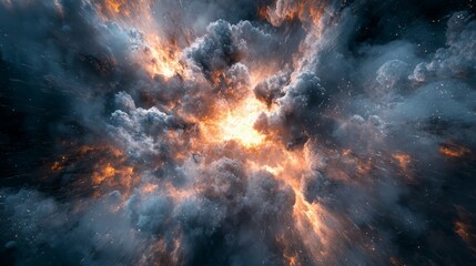 Fototapeta premium Explosive Energy Burst in Cosmic Cloud Formation