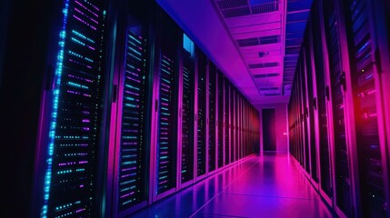 Fototapeta premium Modern data center infrastructure advancements in cloud and cybersecurity