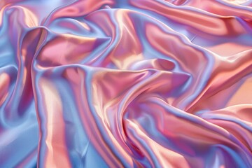 Neon pink satin fabric with electric-blue reflections showcases a striking cyberpunk aesthetic under soft lighting