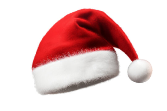 Festive red santa hat on a transparent background png format christmas decor whimsical white environment