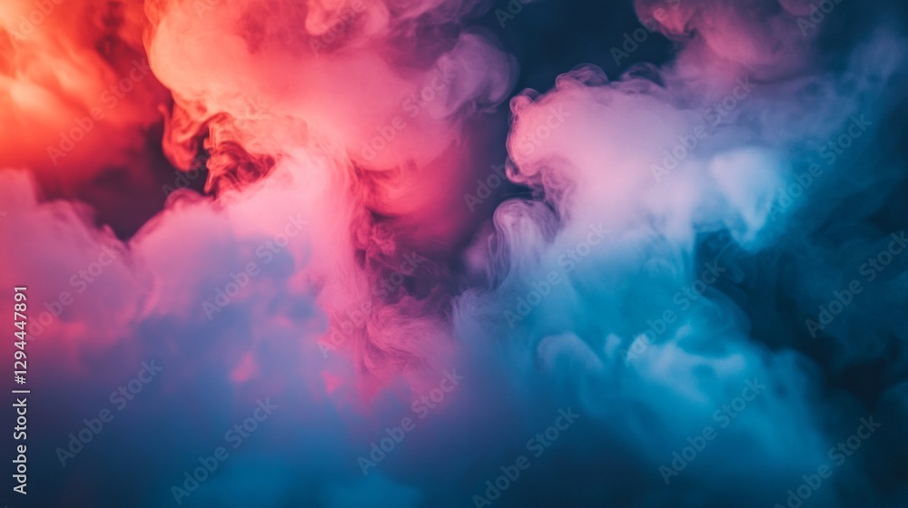 Poster soft hues of pink, blue, and violet merge in a dreamy cloudscape, creating a mesmerizing atmosphere 