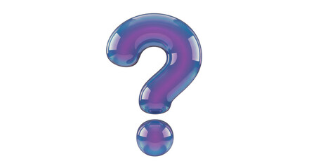 Isolated Holographic Question Mark Icon with Glossy Finish