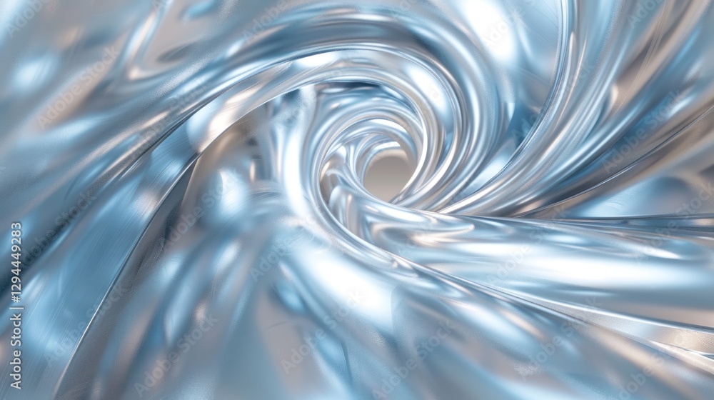 Poster reflective silver currents form a mesmerizing tunnel that swirls with liquid chrome, illuminated by 