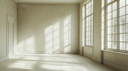 Fototapeta premium Bright and Airy Minimalist Room with Natural Light and Empty Walls