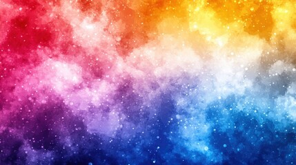 Naklejka premium Vibrant watercolor texture with cosmic nebula effect blending red orange yellow purple and blue shades creating a dreamy abstract background