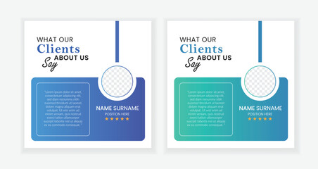 Simple professional feedback and review or testimonial template design for social media post