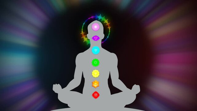 7 chakra mediation animation with colourfull background