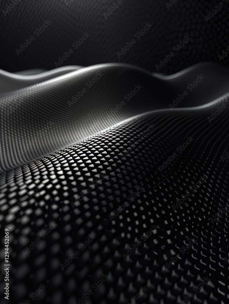Poster soft lighting reveals a vivid contrast of sharp edges and smooth curves across a textured halftone s