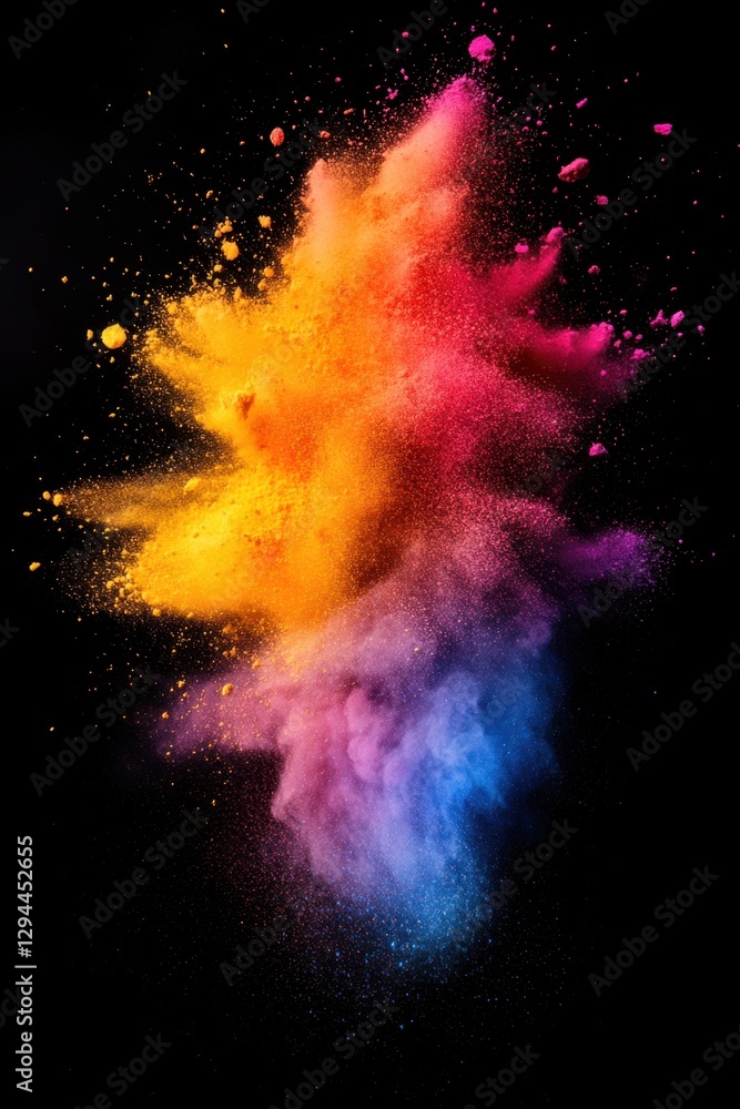 Aufkleber vibrant explosion of colorful powder against a dark backdrop creating a dynamic and artistic spectac