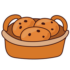 Cookie Bread Bakery Drawn Craft hand made Product. Doodle Bread Symbol Isolated on White. Outline Healthy fresh Food Business Symbol Icon.  Gluten Wheat Dessert. Morning Breakfast Sweet and Tasty