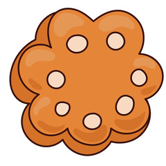 Cookie Bread Bakery Drawn Craft hand made Product. Doodle Bread Symbol Isolated on White. Outline Healthy fresh Food Business Symbol Icon.  Gluten Wheat Dessert. Morning Breakfast Sweet and Tasty