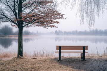 LakeFront Bench and Tree