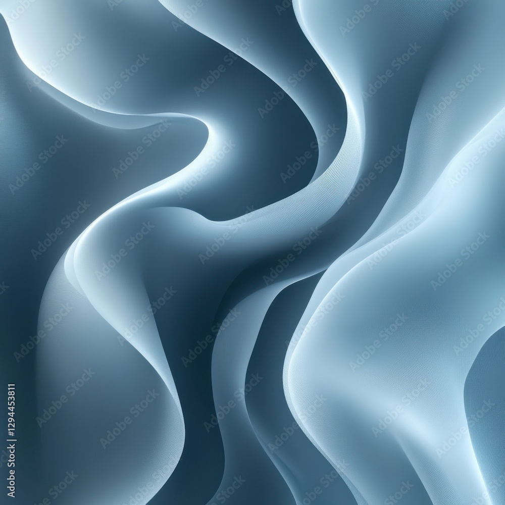 Poster abstract light blue wave design with flowing curves and smooth gradients creating a modern artistic 