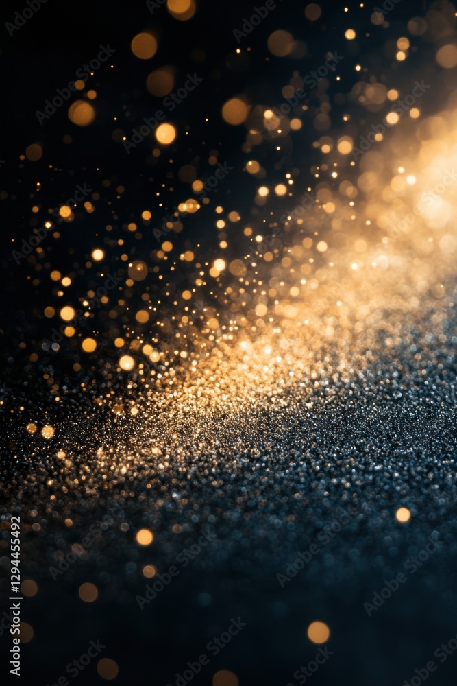 Poster captivating golden light bokeh on a dark surface creating a magical and dreamy atmosphere perfect fo
