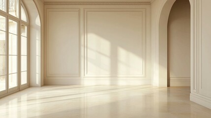 Obraz premium Spacious and Elegant Empty Room with Natural Light and Simple Design