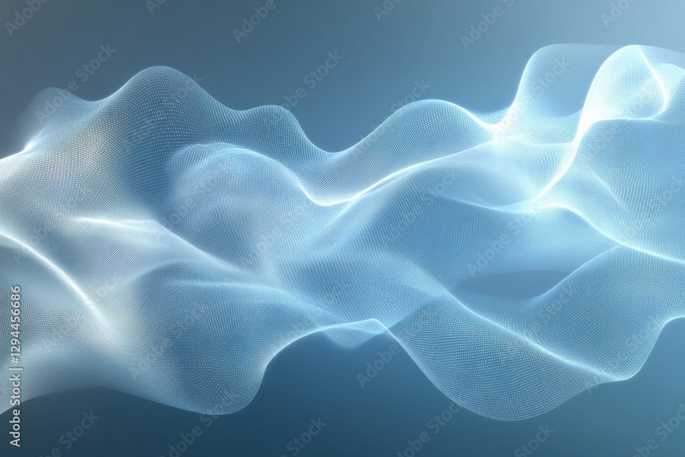 Aufkleber ethereal wave of light blue dots flowing gently against a gradient background creating a serene digi