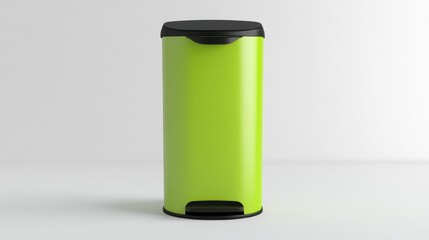 Green waste bin designed for composting, standing upright on a plain white backdrop