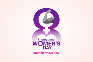 Accelerate action - International women's day concept poster. 2025 women's day campaign theme -...