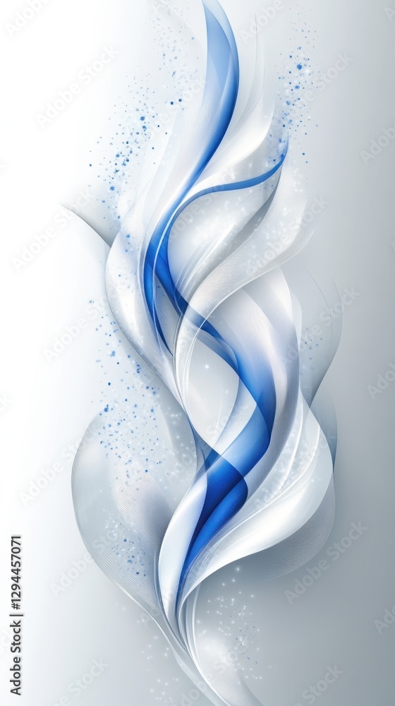 Poster elegant abstract design featuring flowing blue and white waves on a soft gradient background creatin