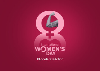 Accelerate action - International women's day concept poster. 2025 women's day campaign theme -...