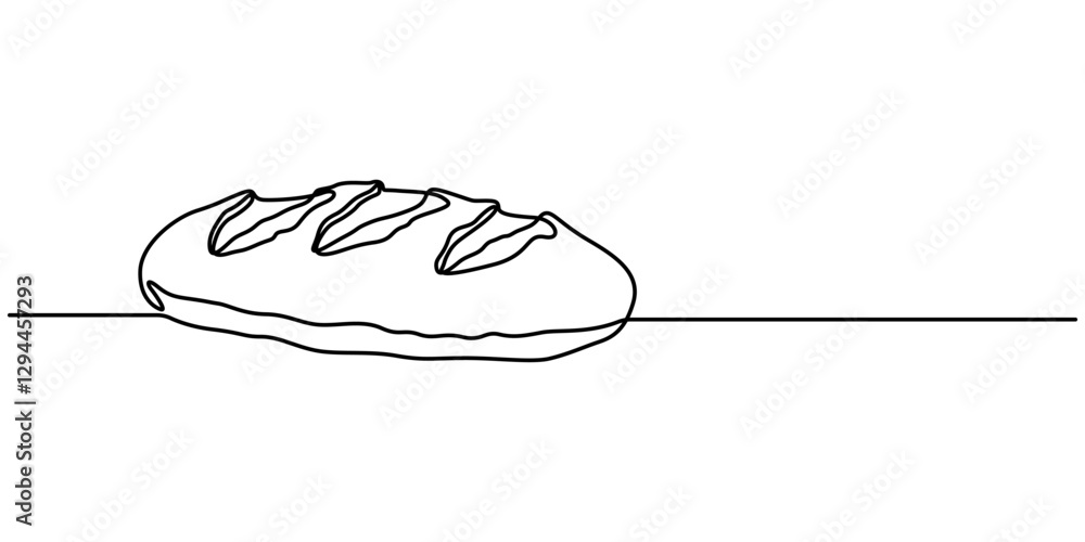 Poster one continuous line drawing of a slice of bread. simple design for breakfast and food concepts, cont