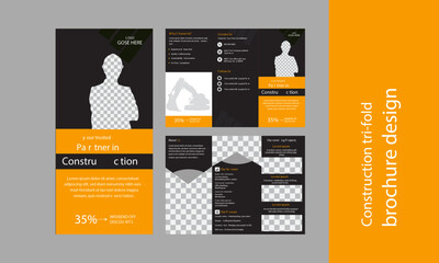 Corporate construction and home renovation trifold brochure design, Professional trifold brochure design. Construction Farm Marketing Brochure