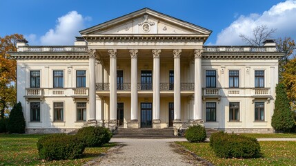 Elegant Historic Mansion Surrounded by Lush Greenery and Trees